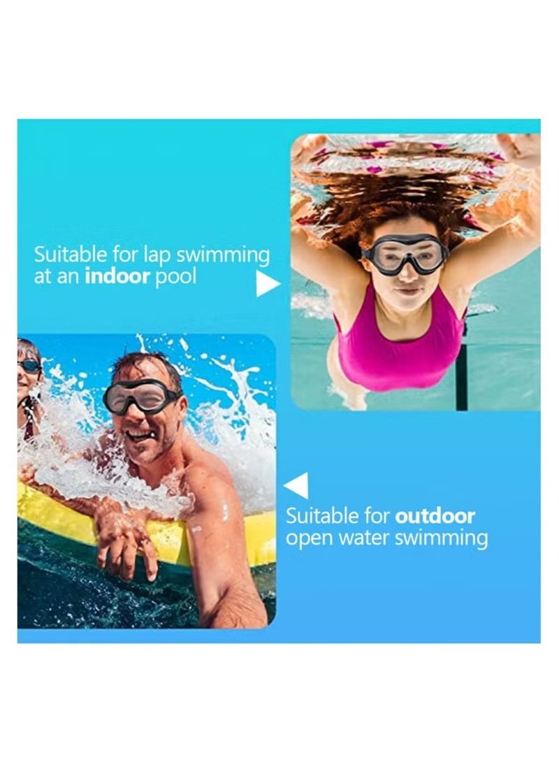 Uliova Anti-Fog & No-Leaking Swim Goggles - 180° Panoramic Clear Vision, UV Protection, for Adults, Men, Women & Youth, with Earplugs & Goggle Case, Black - Image 2